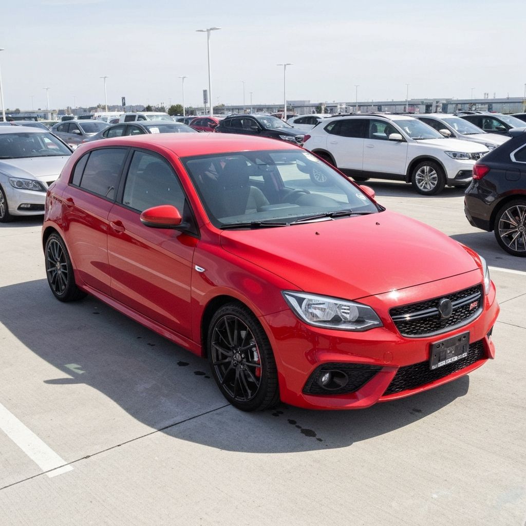 Sporty red hatchback